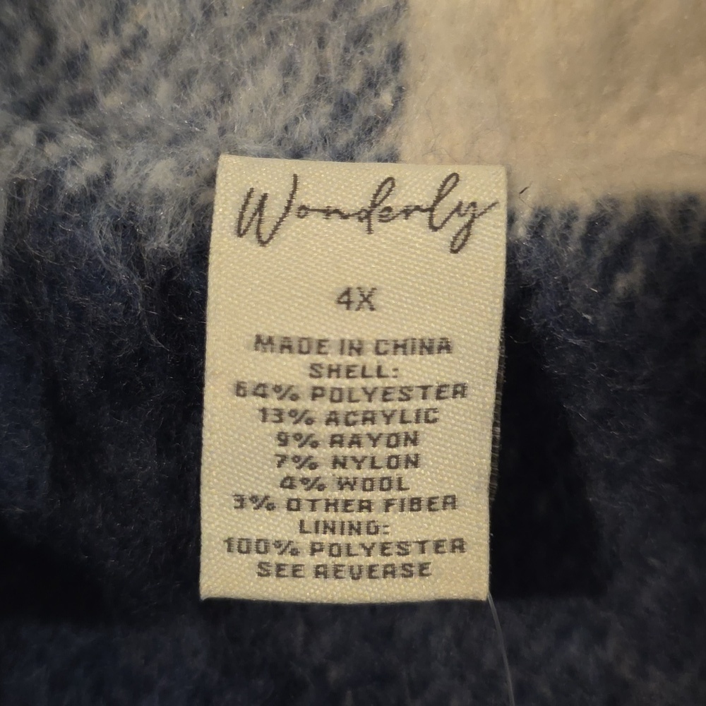 Wonderly 4X Blue and White Plaid Shacket Jacket - Picture 2 of 4